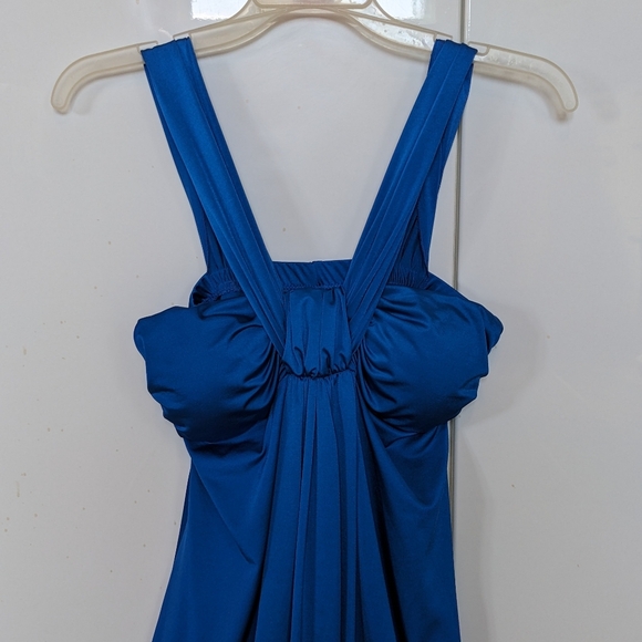 Jewel Toned Vibrant Blue Silky Party Holiday Dress Size S Blue - Picture 10 of 12